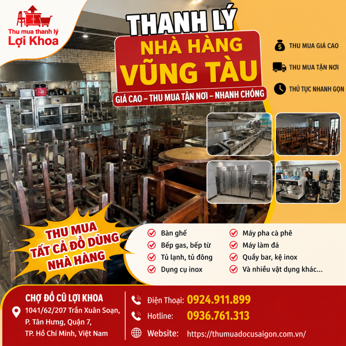 Thanh lý nhà hàng Vũng Tàu