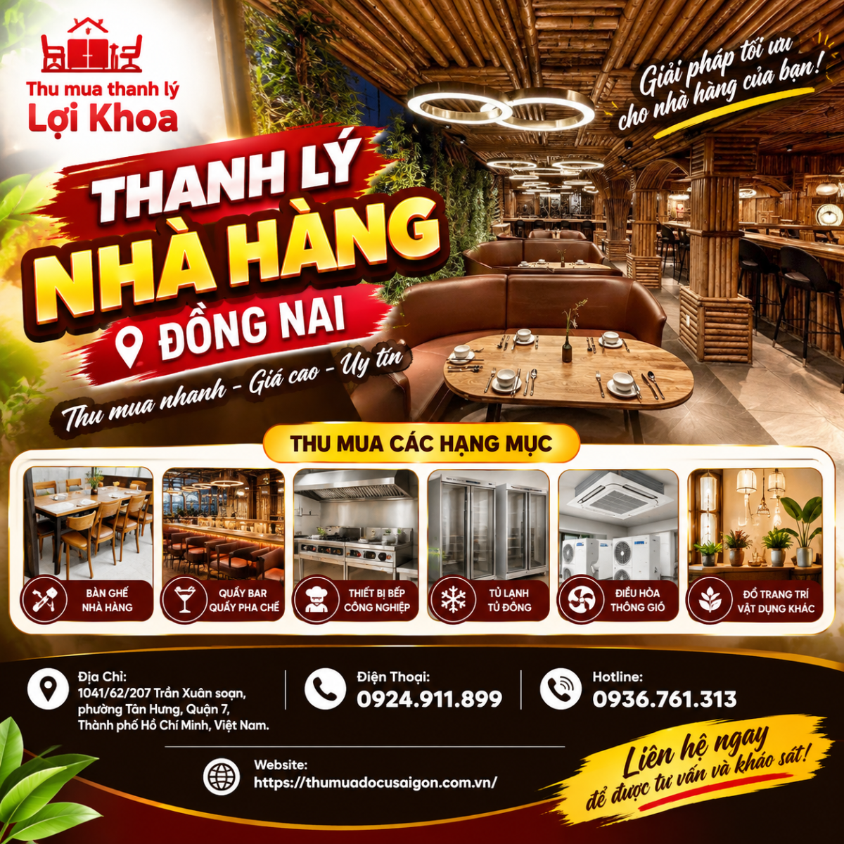Thanh lý nhà hàng Đồng Nai