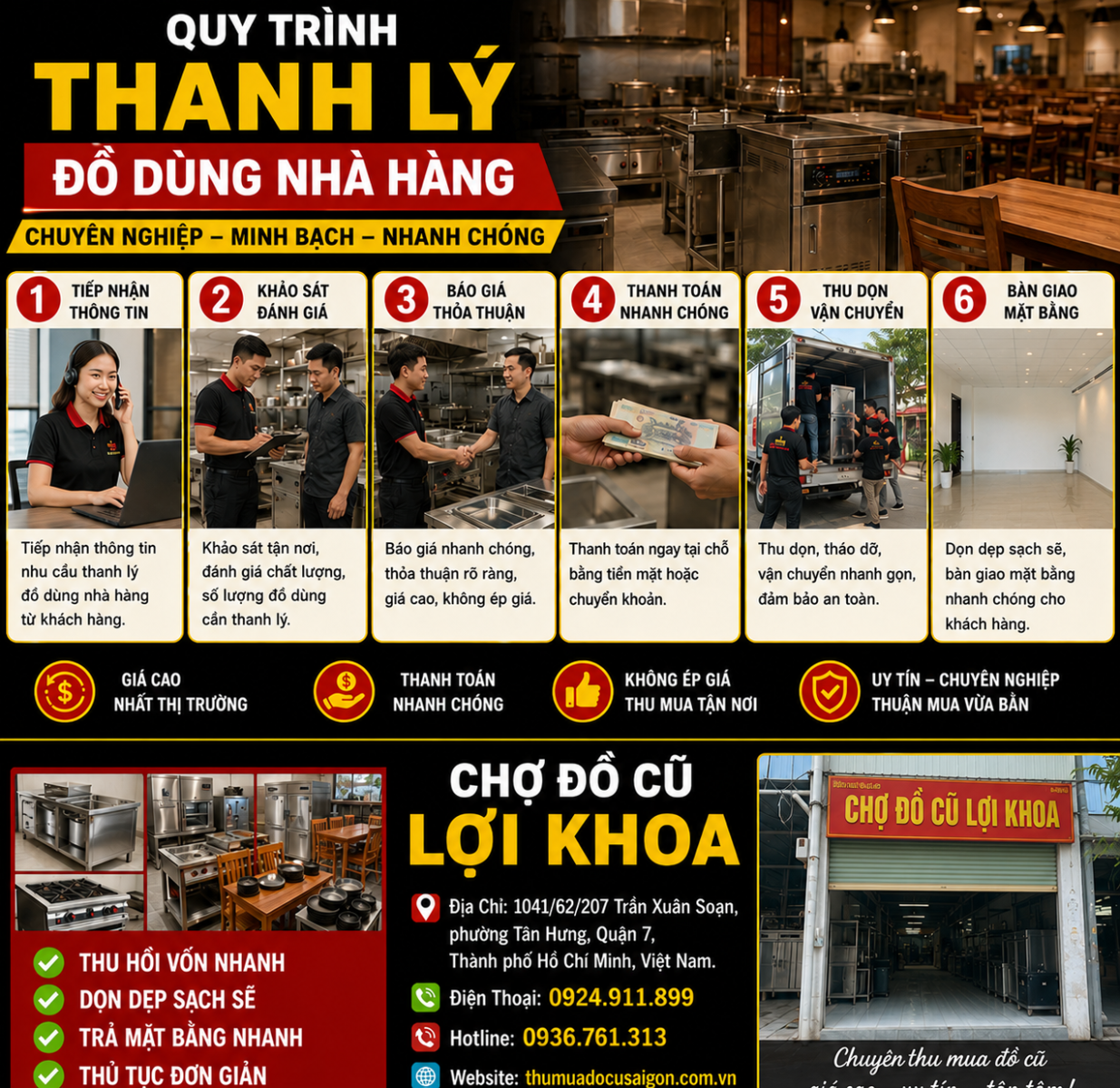 Thanh lý đồ dùng nhà hàng