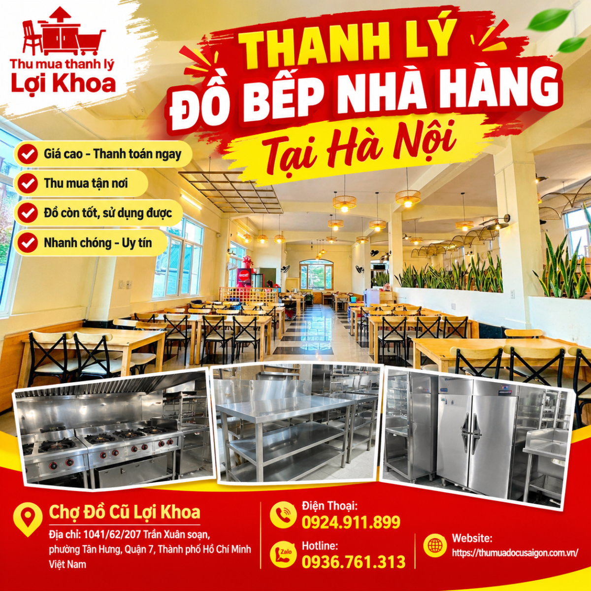 Thanh lý đồ bếp nhà hàng tại Hà Nội