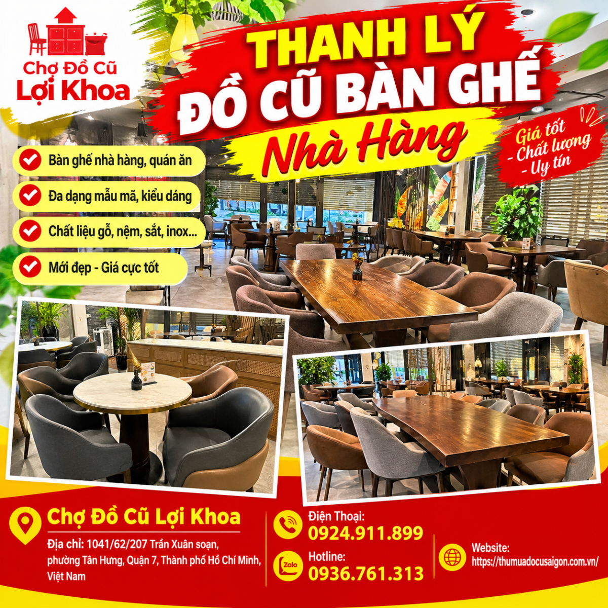 Thanh lý đồ cũ bàn ghế nhà hàng