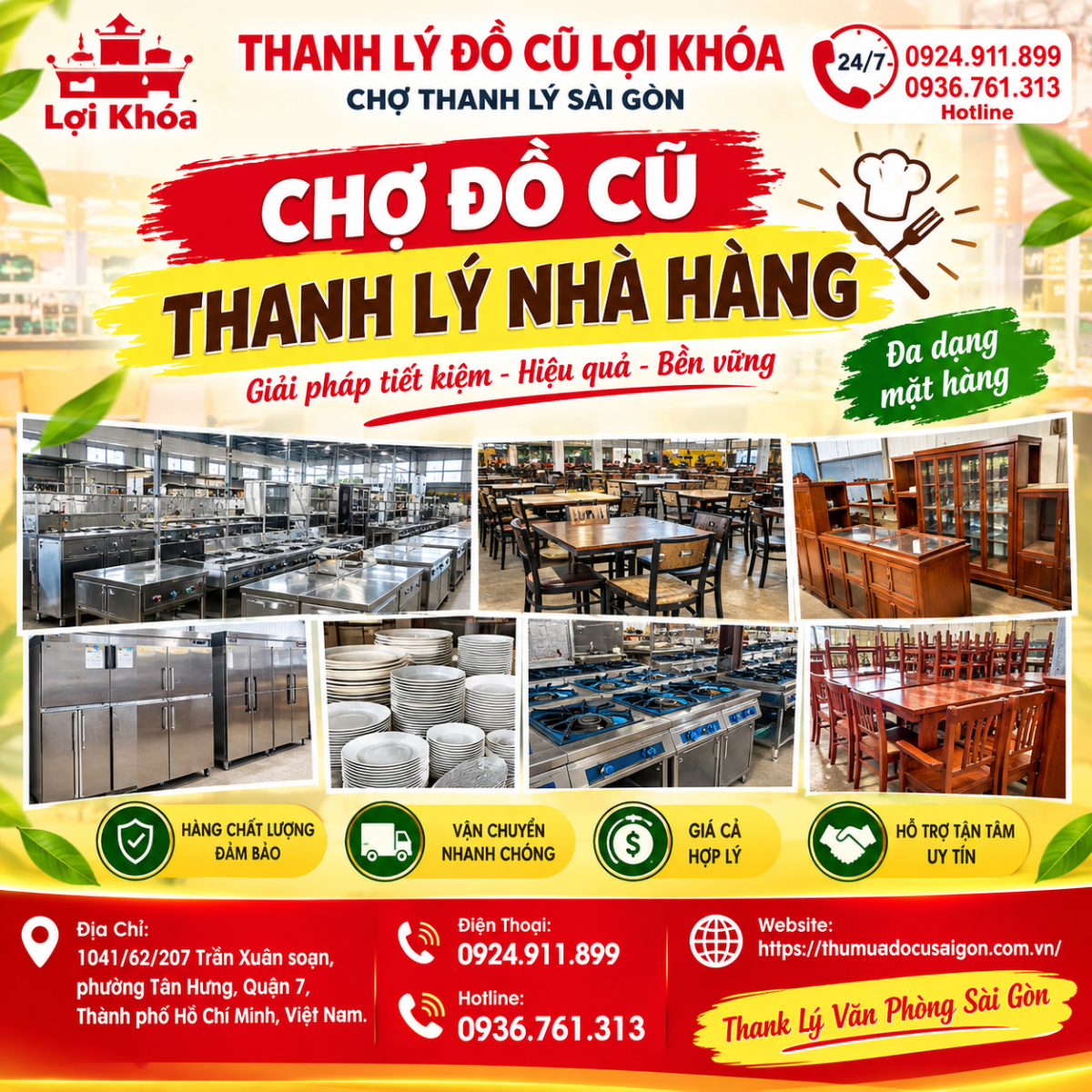 Chợ đồ cũ thanh lý nhà hàng