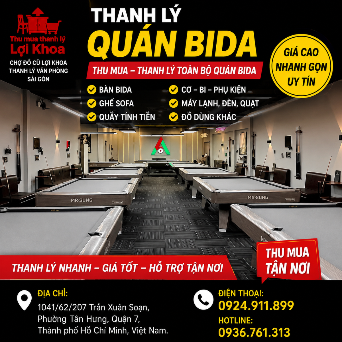 Thanh Lý Quán Bida