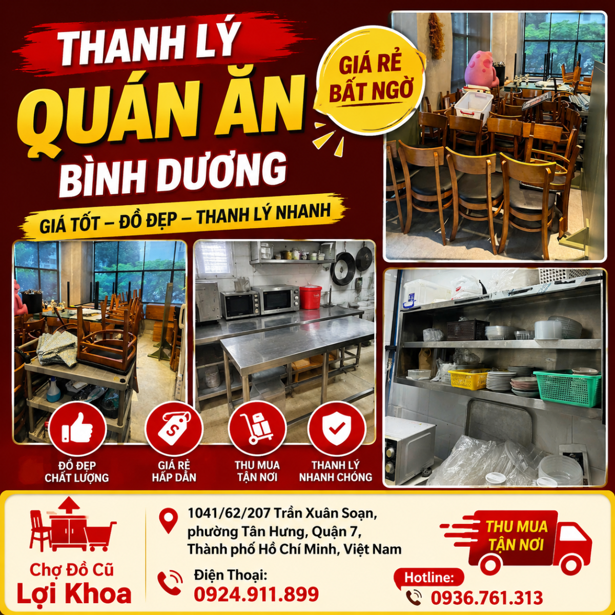 Thanh lý quán ăn Bình Dương