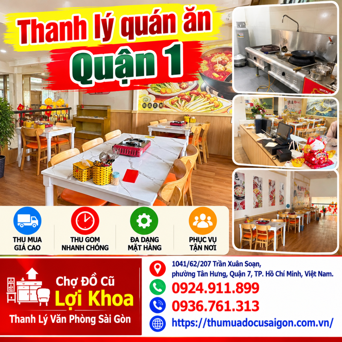 Thanh lý quán ăn Quận 1