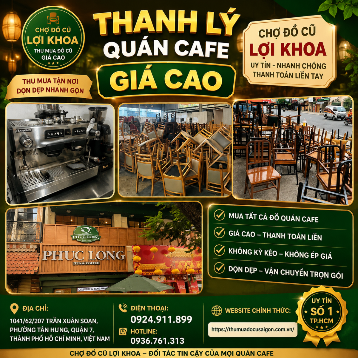 Thanh lý quán cafe giá cao