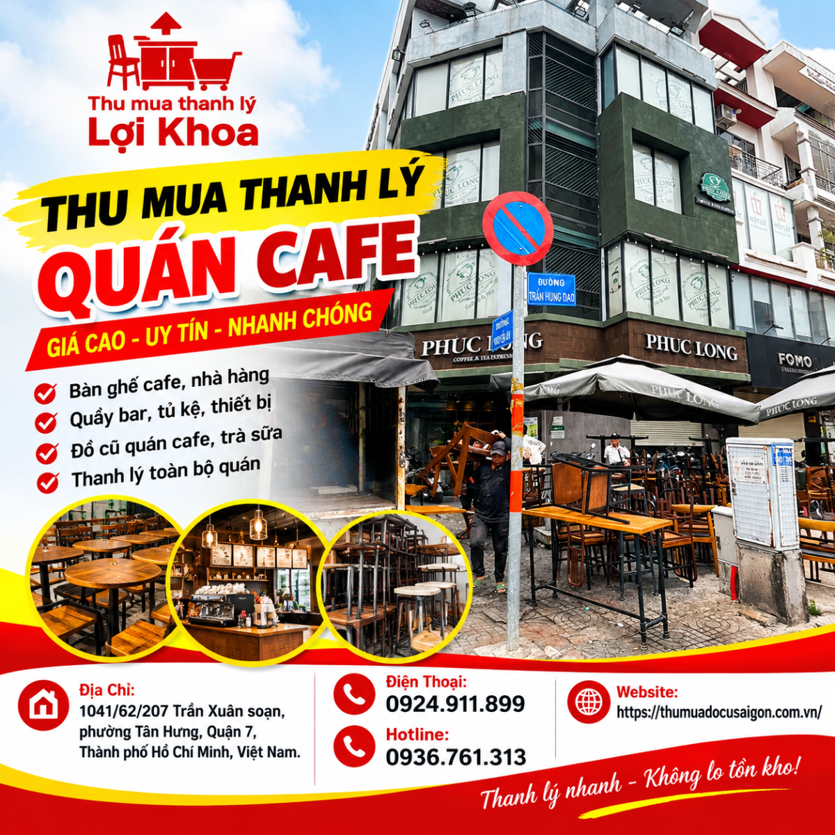 Thu mua thanh lý quán cafe
