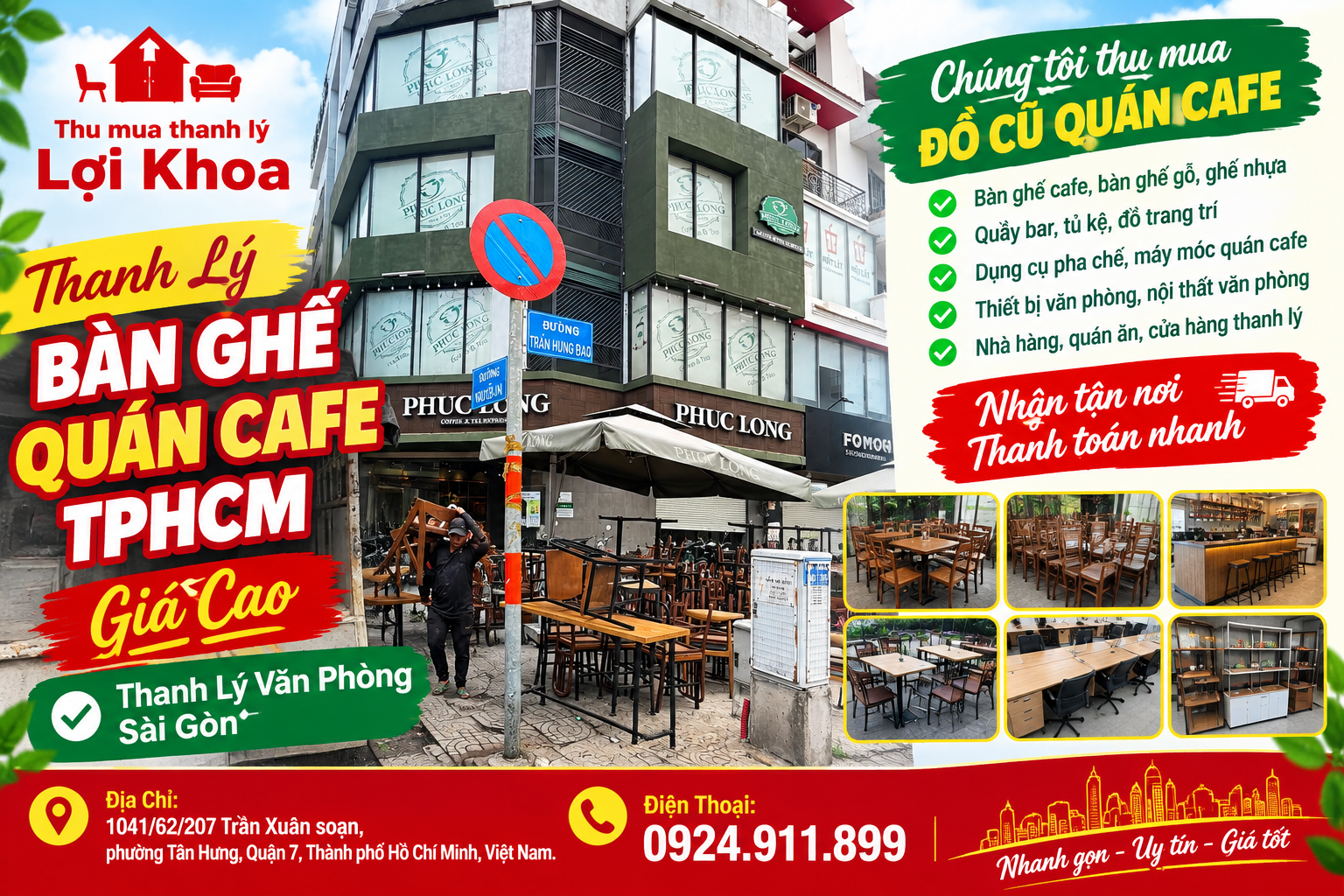 Thanh lý bàn ghế quán cafe tphcm