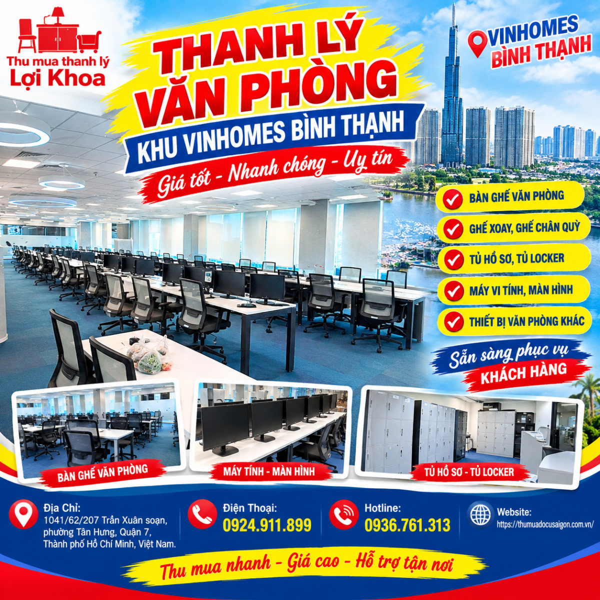 Thanh lý văn phòng khu Vinhomes Bình Thạnh